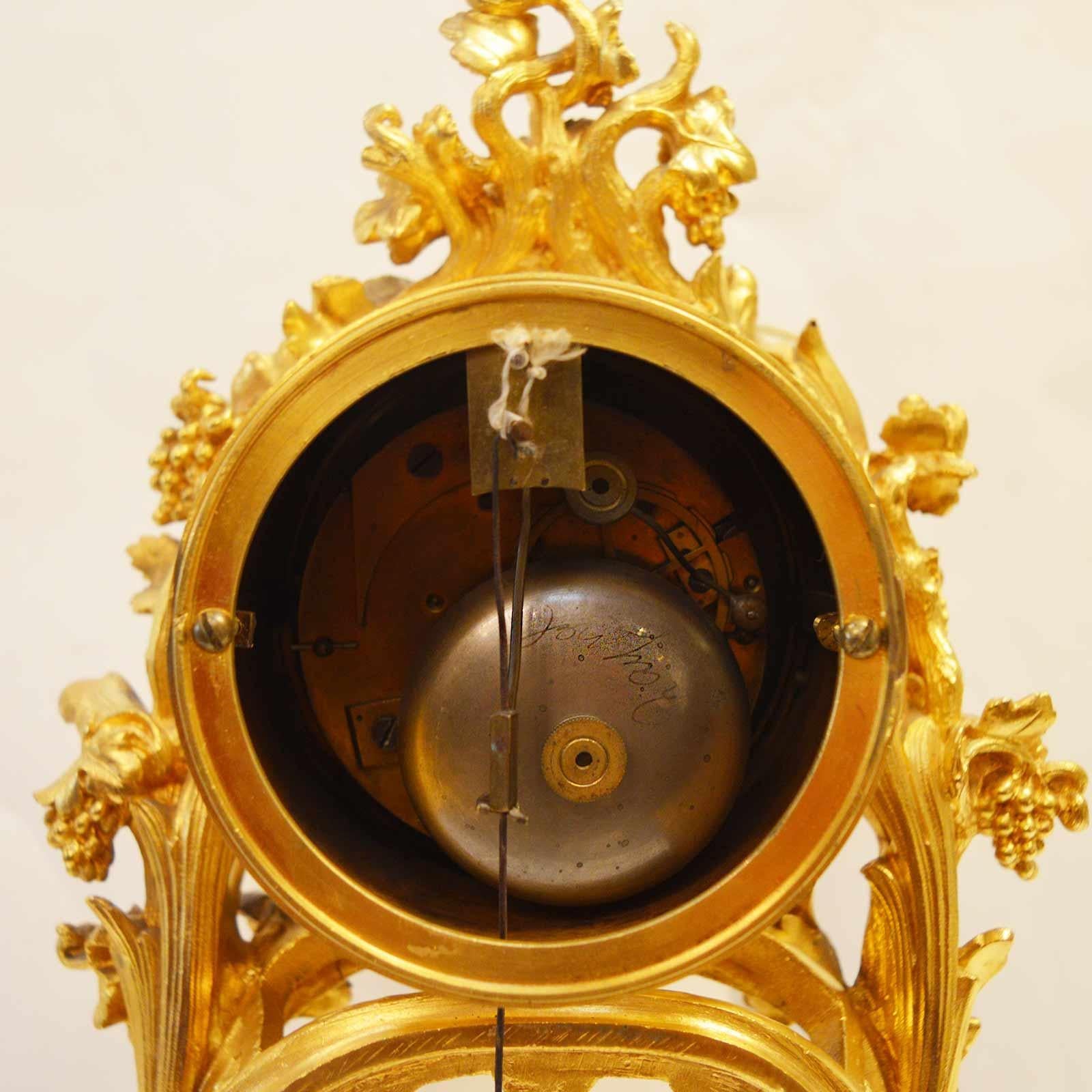 19th Century French Bronze Gold Plated Clock For Sale 6