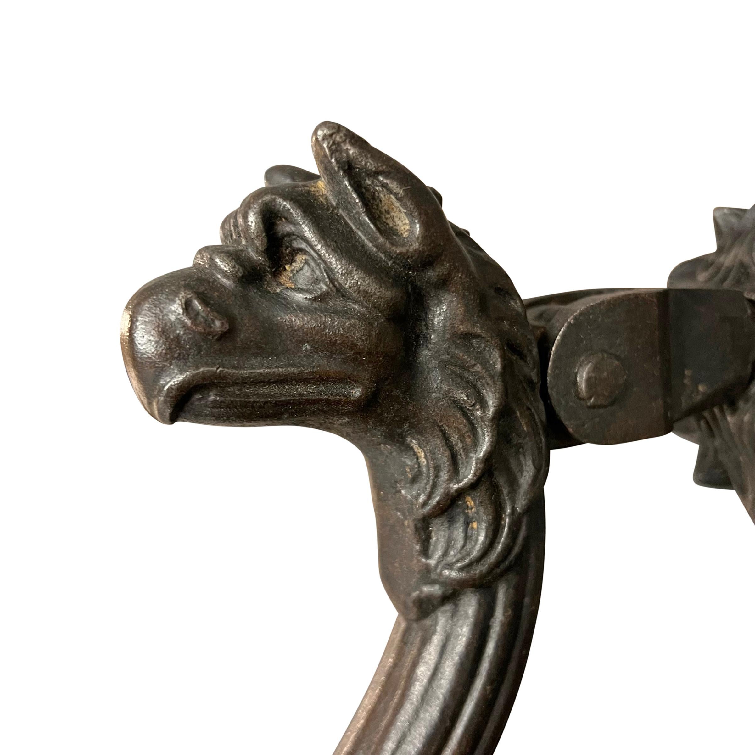 19th Century French Bronze Griffin Door Knocker In Good Condition In Chicago, IL