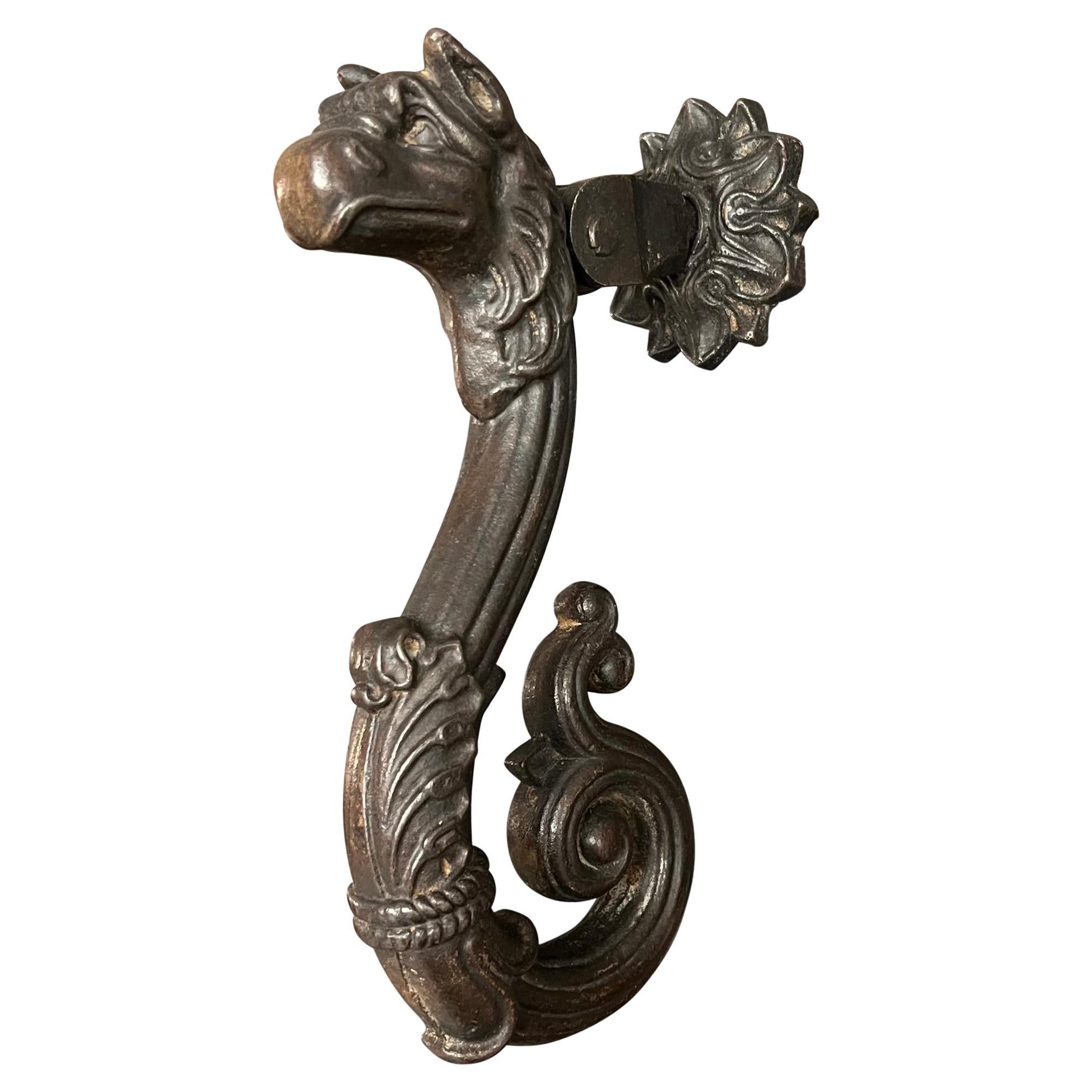 19th Century French Bronze Griffin Door Knocker