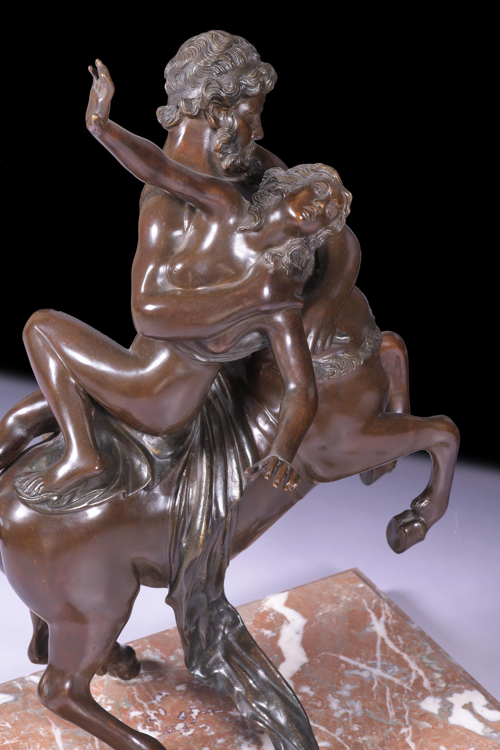 19th Century French Bronze Group of Nessus Abducting Deianira For Sale 1