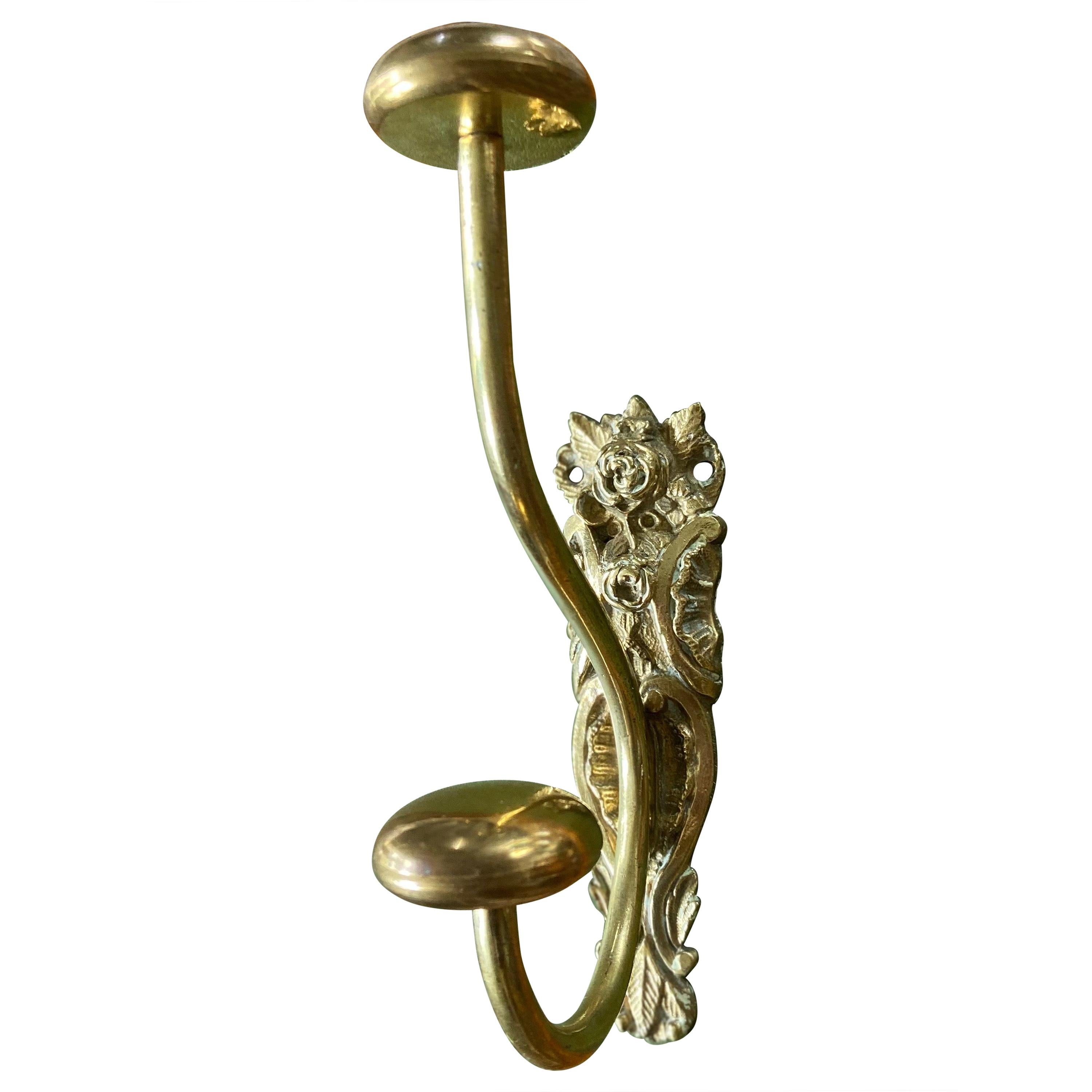 19th Century French Bronze Hand Decorated Coat or Towel Hook For Sale