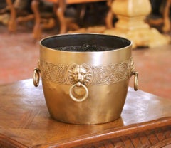 19th Century French Bronze Jardinière Cache Pot with Lion Ring Handles
