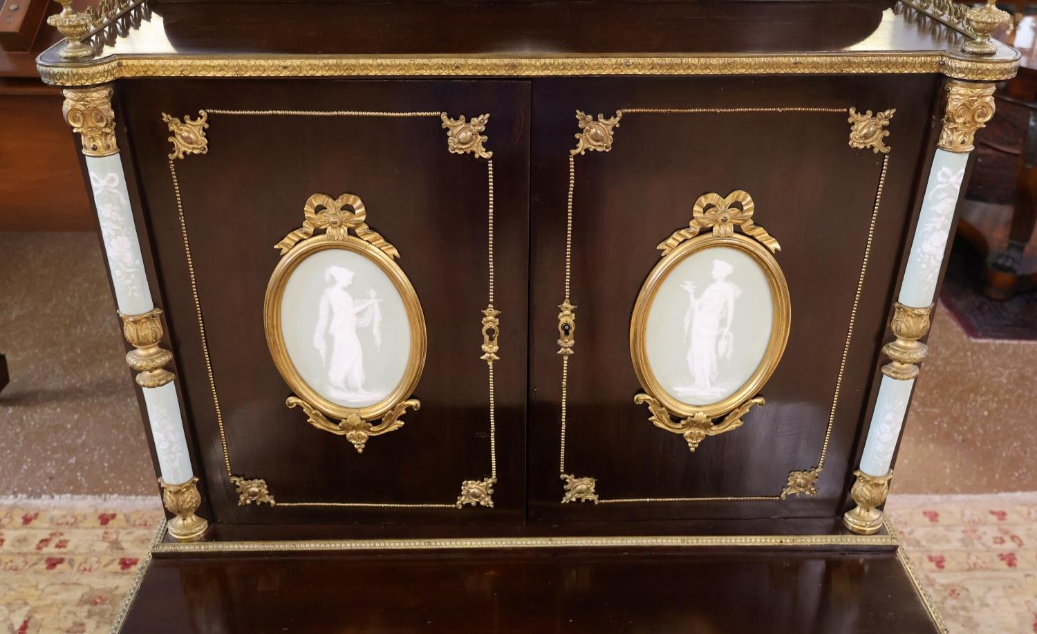 19. Jahrhundert Französisch Bronze Jaspisware Damen Schreibtisch Attr zu Charles Guillame Diehl im Angebot 8