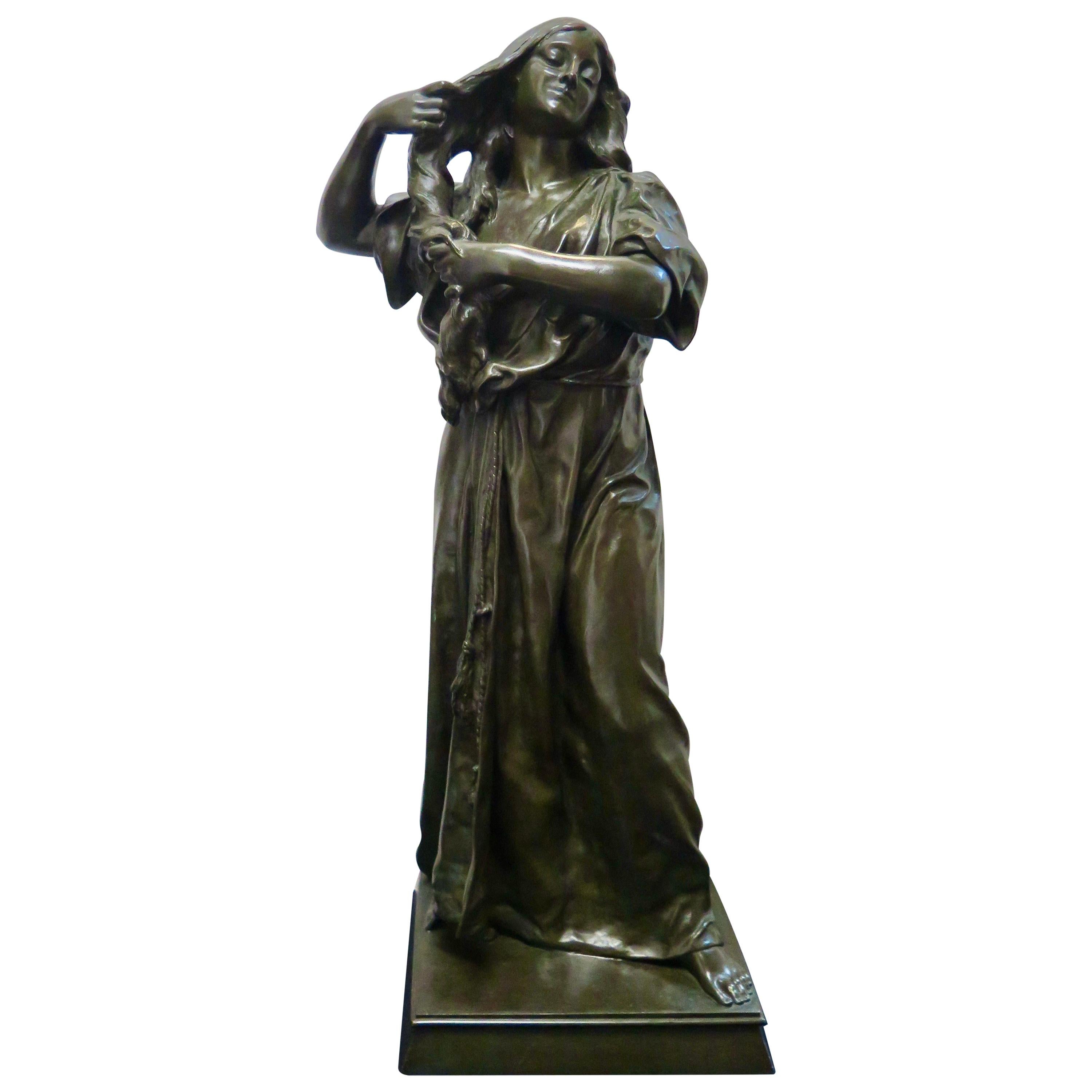 19th Century French Bronze Lady Washing Her Hair