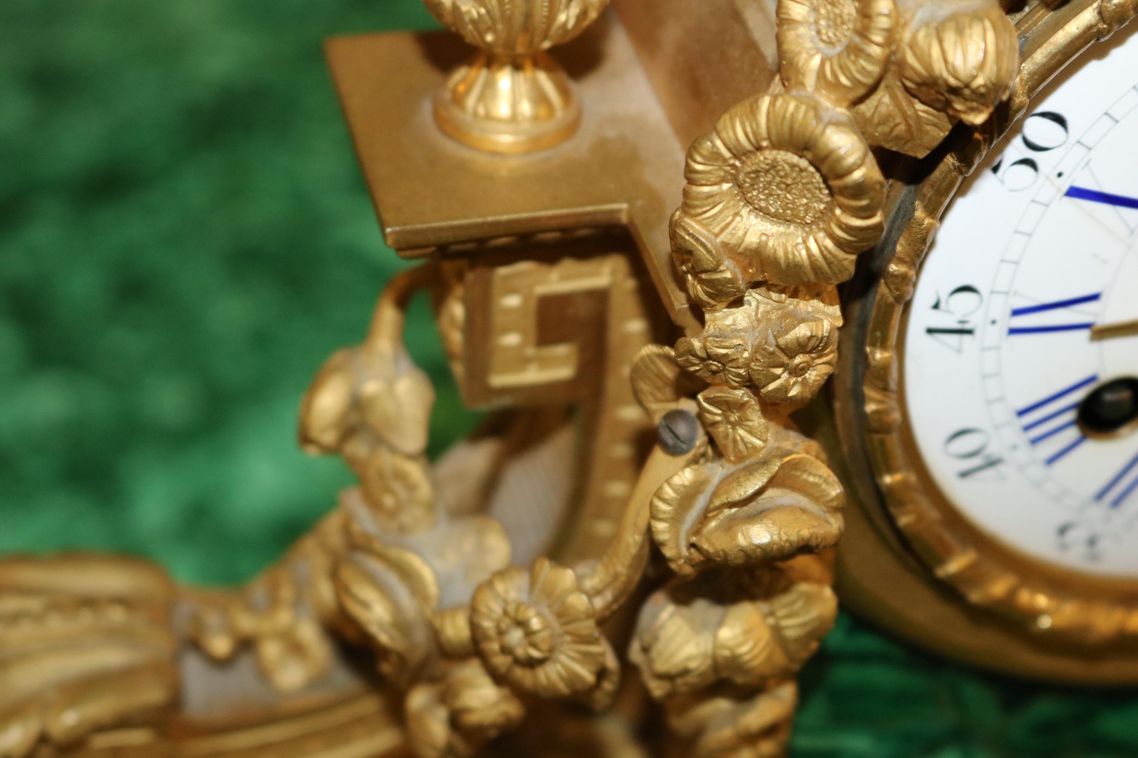 19th Century French Bronze & Malachite Mantel Clock By Raingo Freres Paris For Sale 6