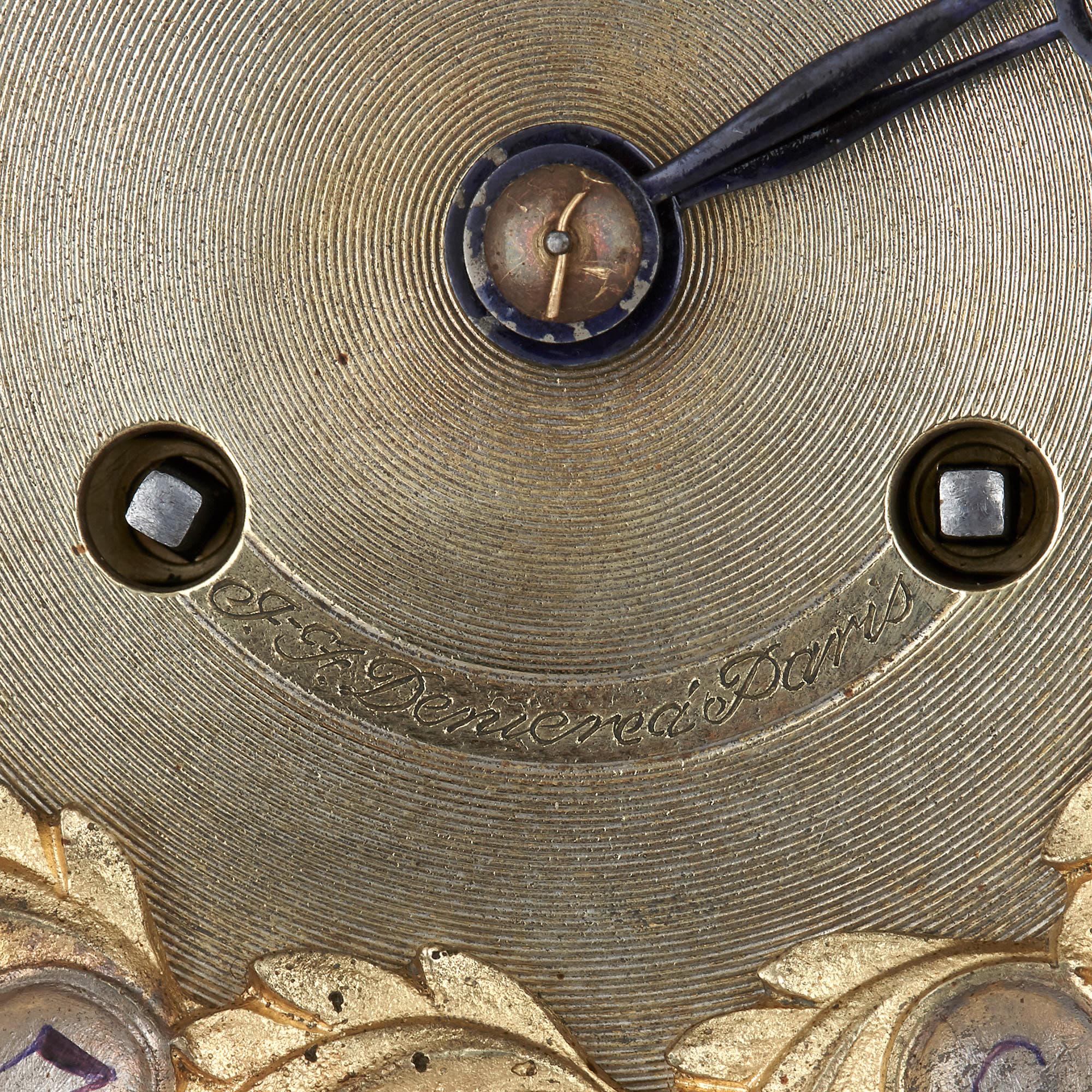 Gilt 19th Century French Bronze Mantel Clock by Deniere & Fils