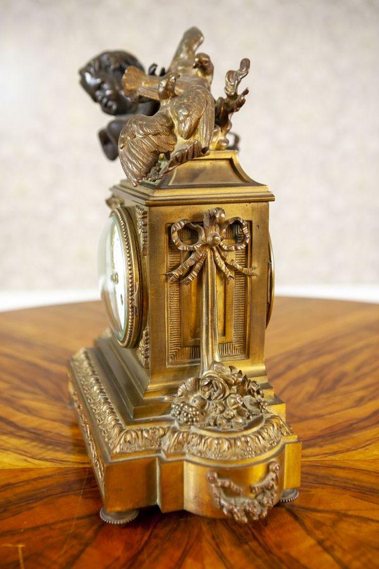 Napoleon III. Französische Bronze-Manteluhr aus dem 19. im Angebot 2