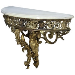 19th Century French Bronze Marble-Top Console