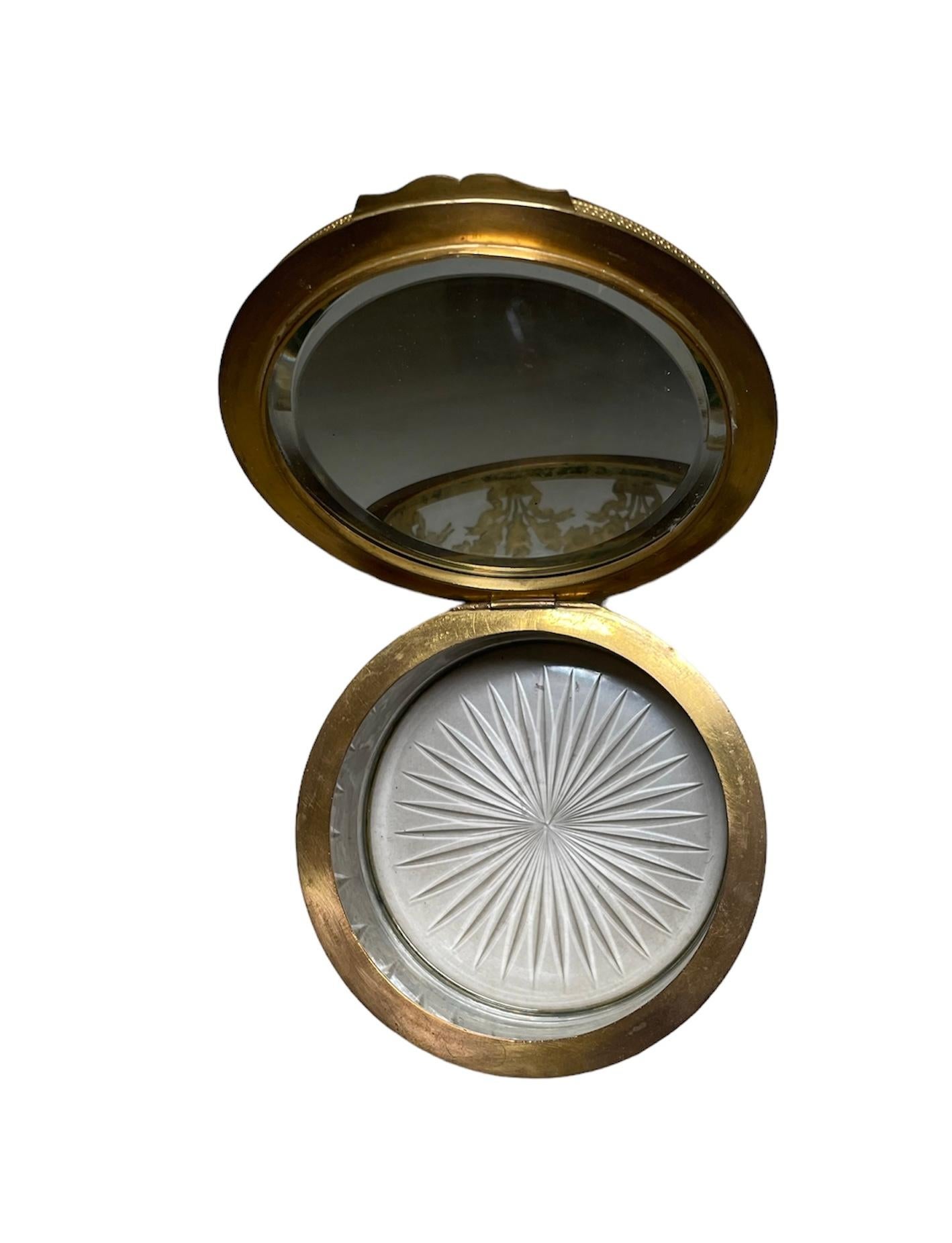 19th Century French Bronze Metal Overlay Vanity Powder Glass Jar For Sale 6