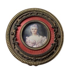 19th Century French Bronze Metal Overlayed Vanity Powder/Jewelry Glass Jar/Box