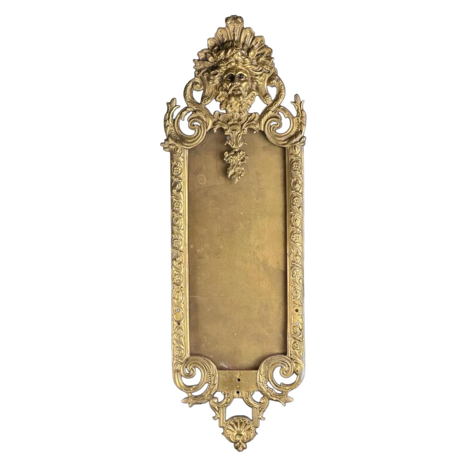 19th Century, French Bronze Mirror Frame with Mythological Mascaron - 25.5in For Sale