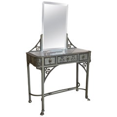 Tavolino da toeletta o Vanity con specchio in bronzo francese del XIX secolo