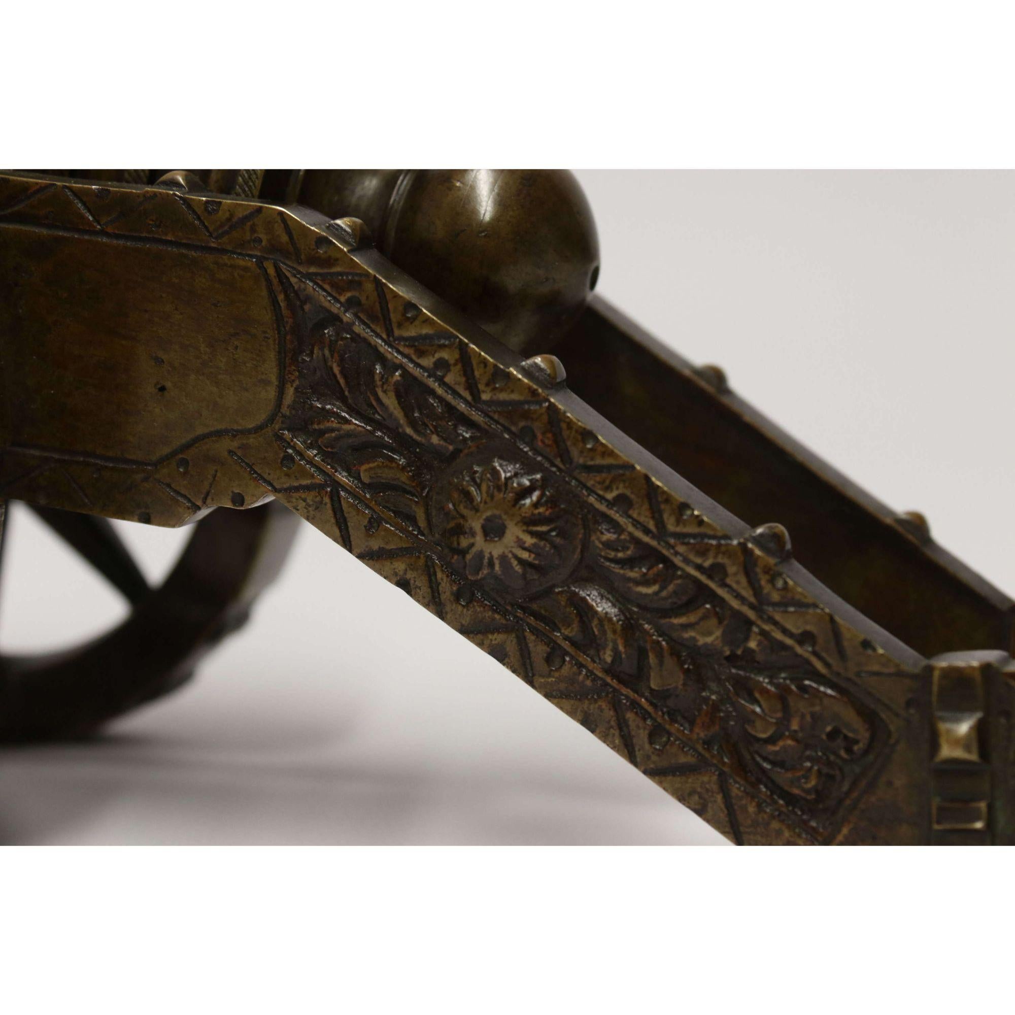 19th century French bronze model medieval style cannon, circa 1890 2