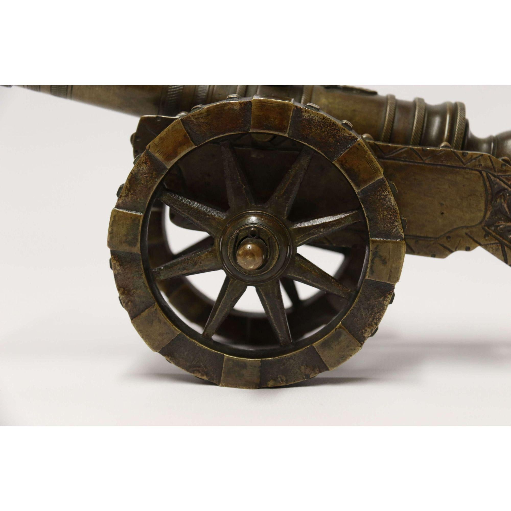 19th century French bronze model medieval style cannon, circa 1890 5
