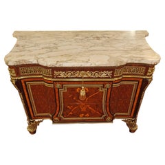 19th Century French Bronze Mount Inlaid Acajou Mouchete Riesener Style Commode