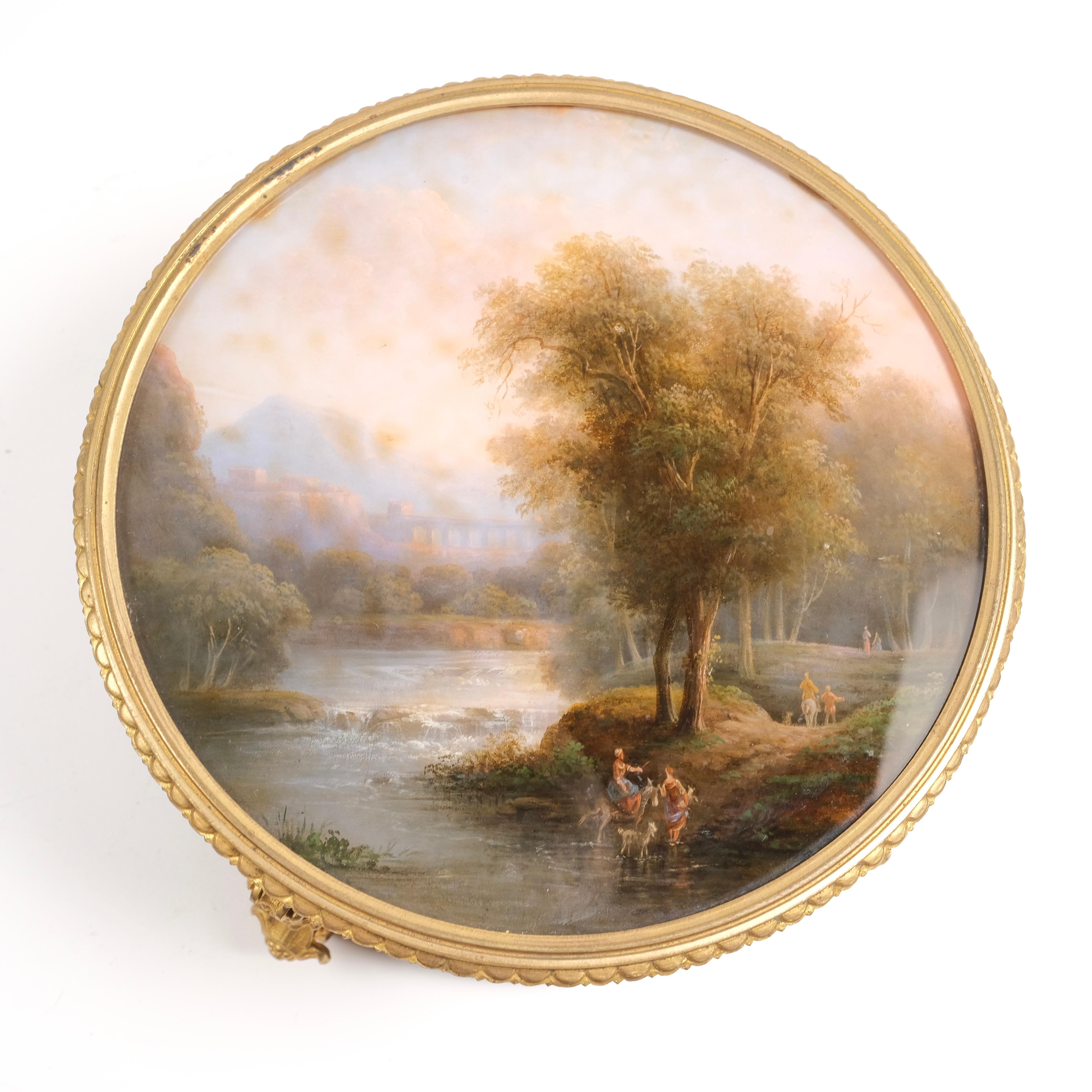 Hand-Painted 19th Century French Bronze Mounted Box For Sale