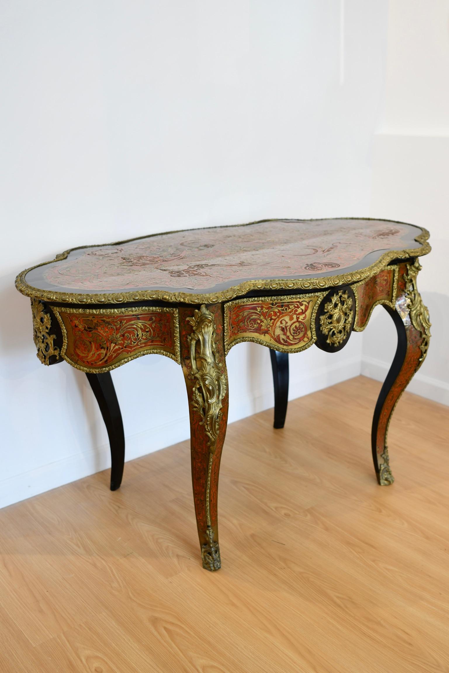 Baroque 19th Century French Bronze Mounted Center Table For Sale