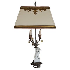 Lampe française du 19ème siècle avec chien Foo monté sur bronze