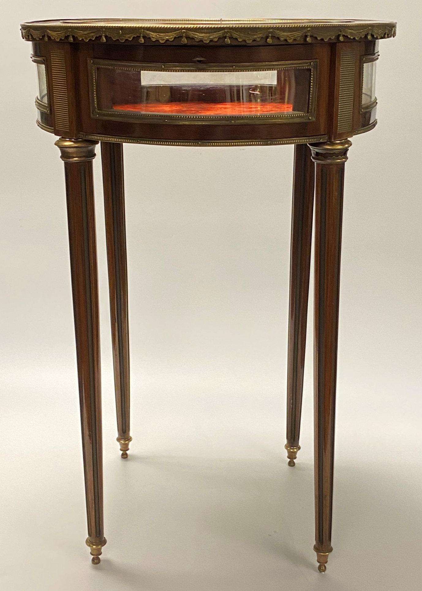 Louis XVI 19th Century French Bronze Mounted Mahogany Curio Table For Sale
