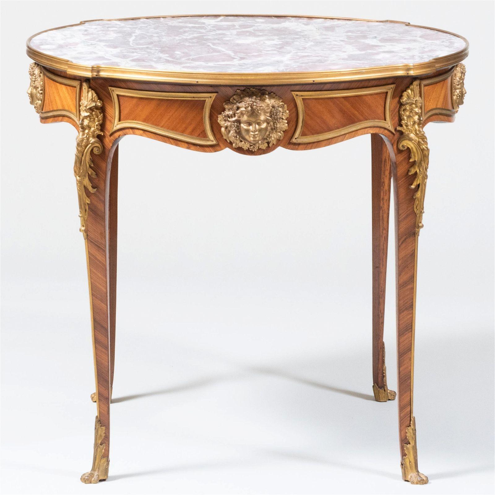 19th Century French Bronze Mounted Marble Top Center Table in Louis XV Style In Good Condition For Sale In New York, NY