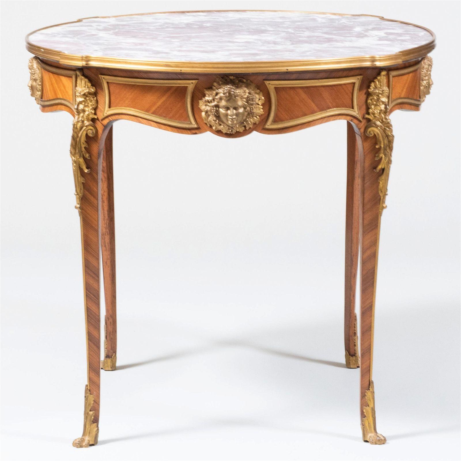 19th Century French Bronze Mounted Marble Top Center Table in Louis XV Style For Sale 1