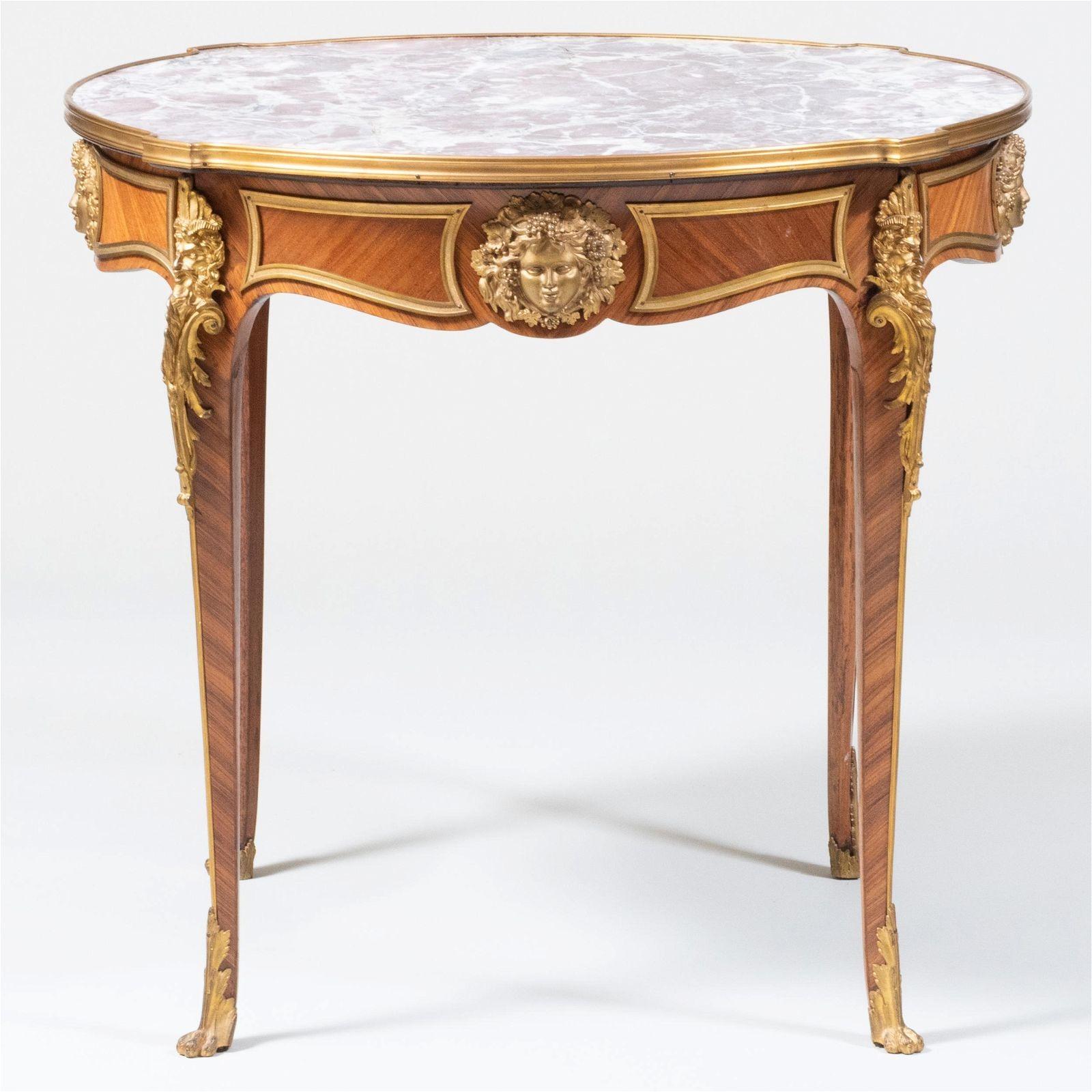19th Century French Bronze Mounted Marble Top Center Table in Louis XV Style For Sale 2
