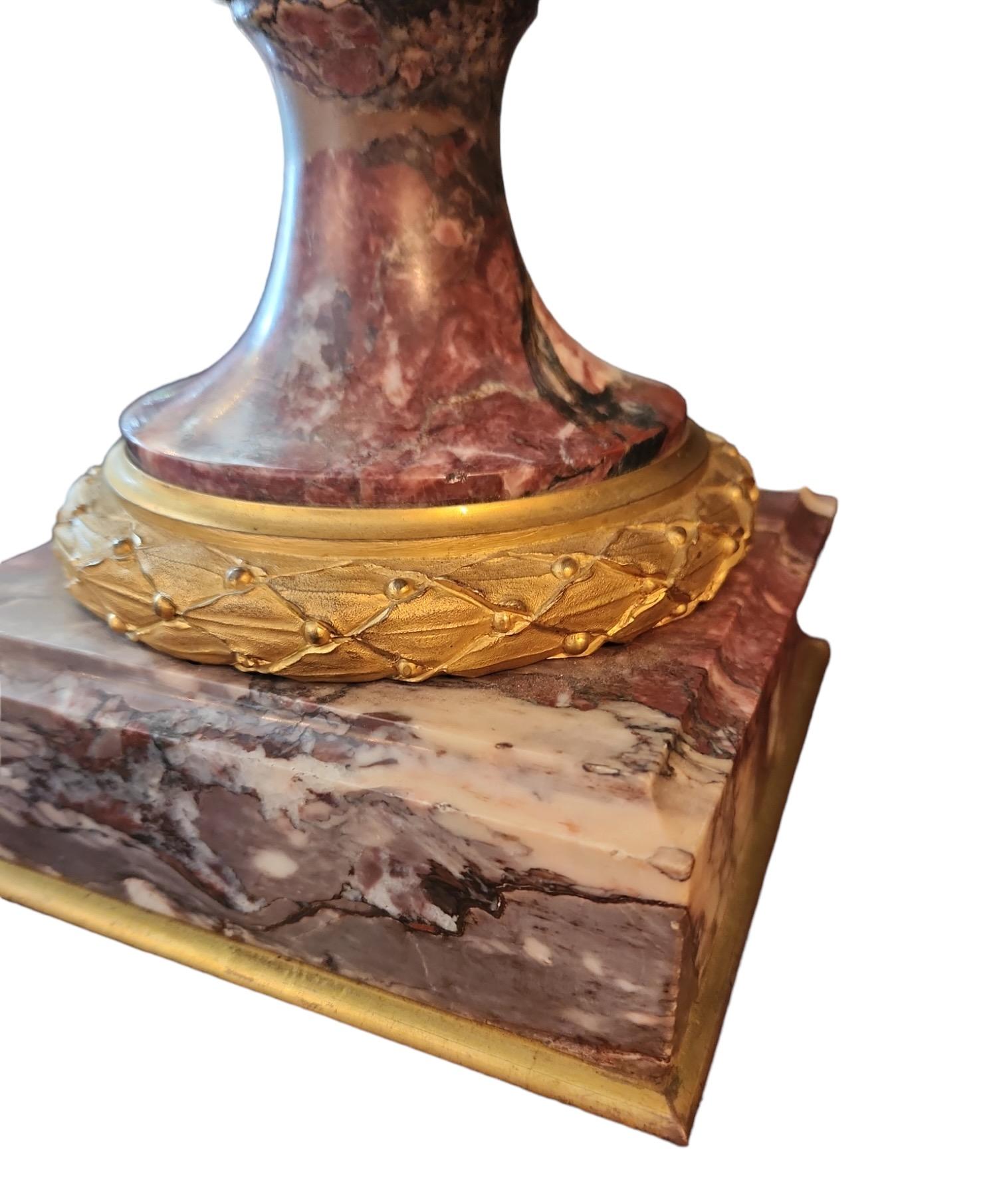 19th Century French Bronze-Mounted Marble Urns In Good Condition For Sale In Los Angeles, CA