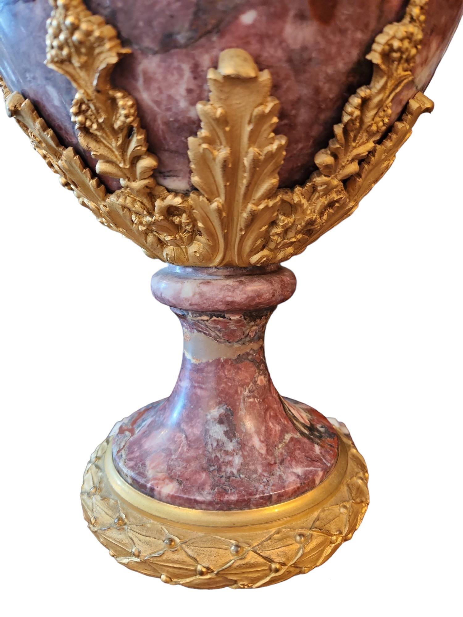 19th Century French Bronze-Mounted Marble Urns For Sale 1