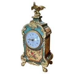 19th Century French Bronze Mounted Painted Table Clock