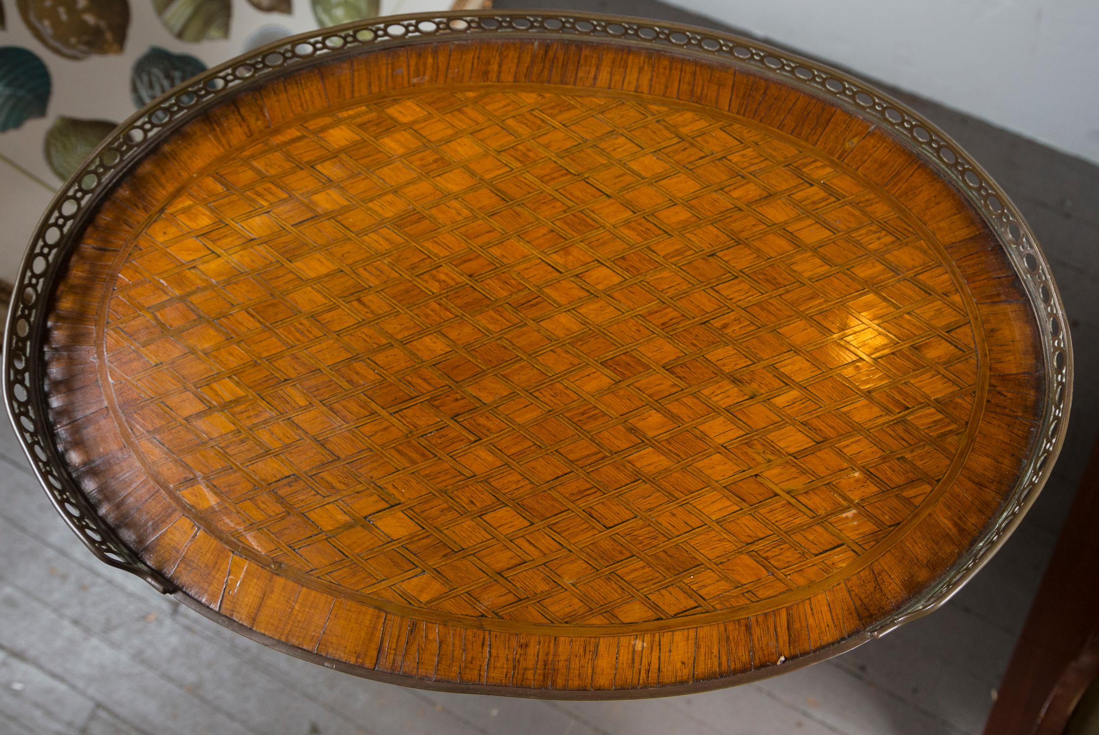 Louis XV 19th Century French Bronze Mounted Parquetry Side Table For Sale