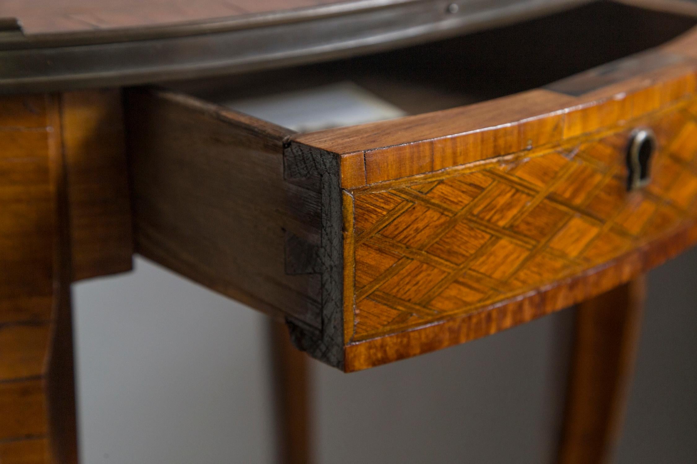 Veneer 19th Century French Bronze Mounted Parquetry Side Table For Sale