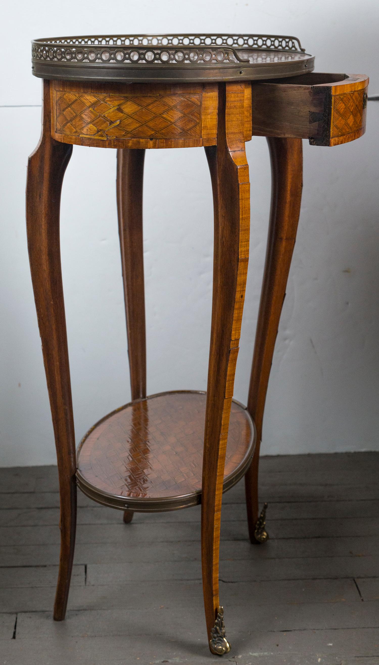 19th Century French Bronze Mounted Parquetry Side Table For Sale 2