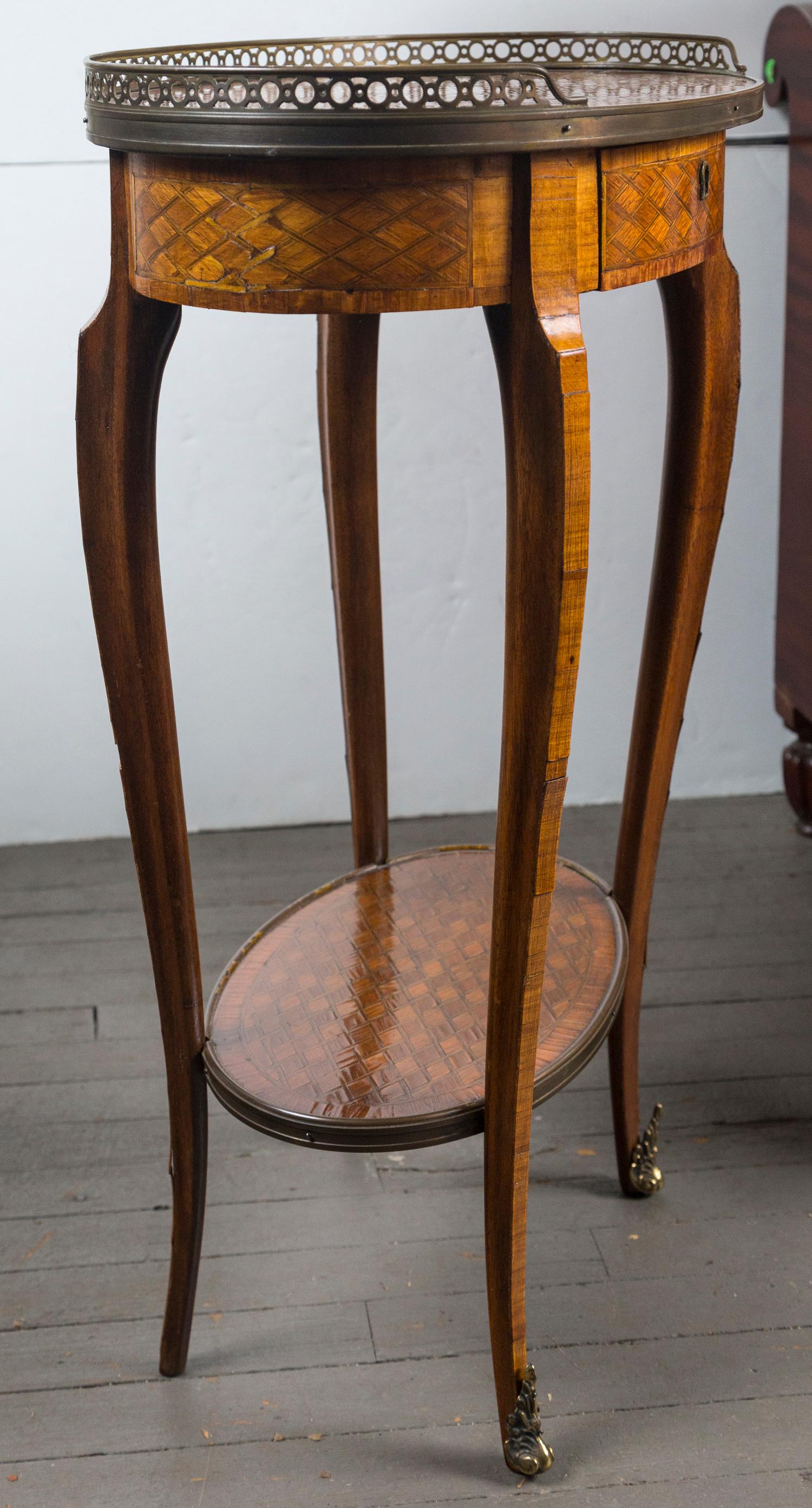 19th Century French Bronze Mounted Parquetry Side Table For Sale 3