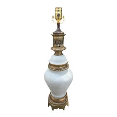 19th Century French Bronze Mounted Porcelain Lamp, Custom Light Celadon Finish