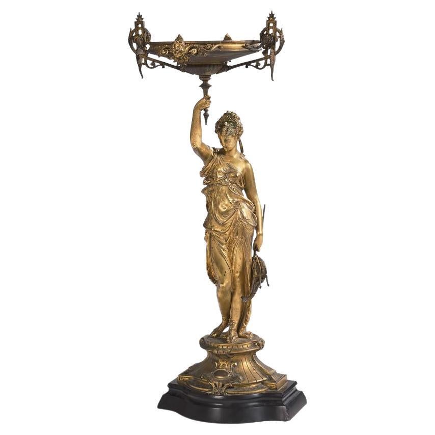 19th Century French Bronze Neoclassical Figure Center Piece circa 1875