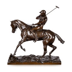 Bronce francés del siglo XIX De un jugador de polo, Joseph Cuvelier, c.1870