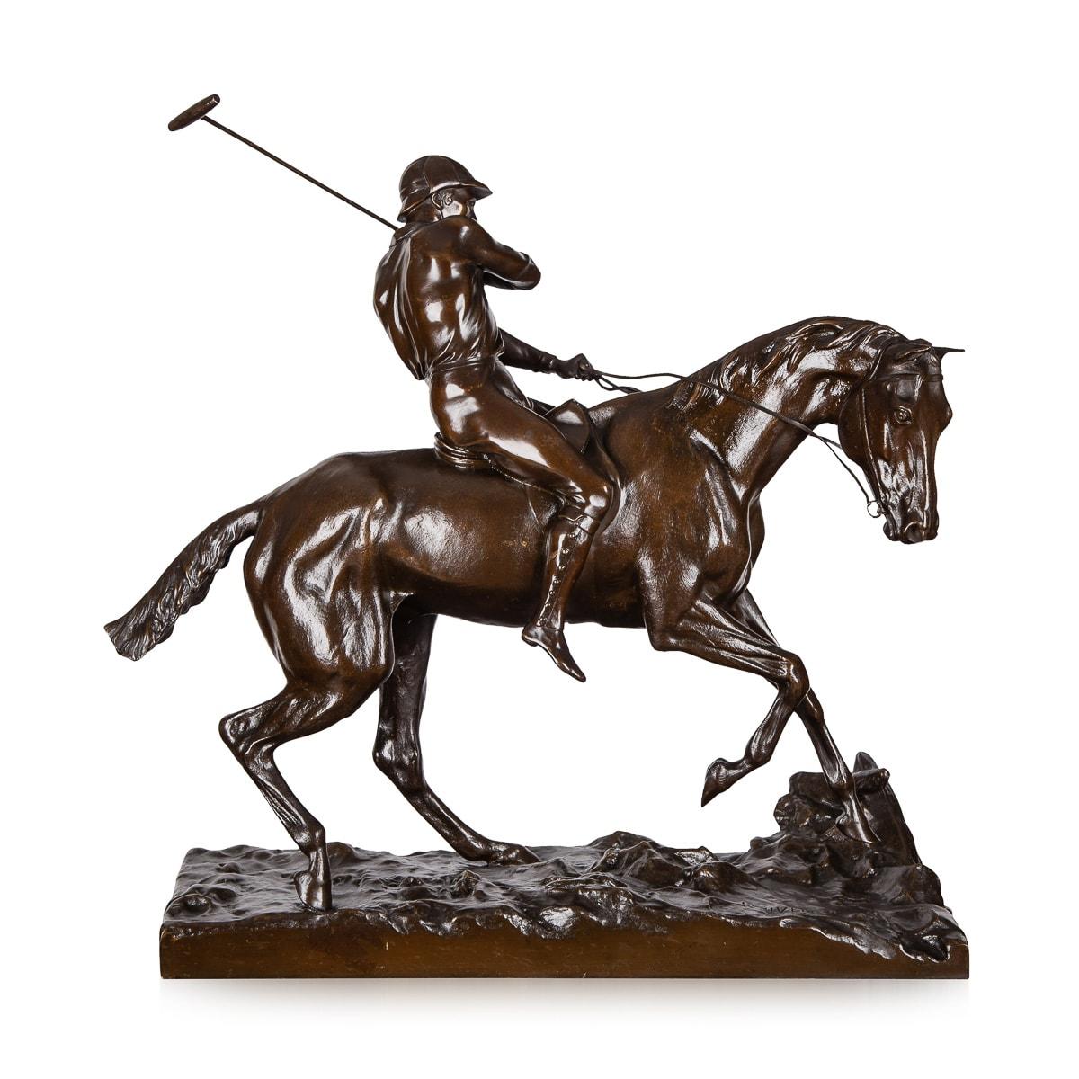Bronzo francese del XIX secolo raffigurante un giocatore di polo, Joseph Cuvelier, 1870 ca. In condizioni buone in vendita a Royal Tunbridge Wells, Kent