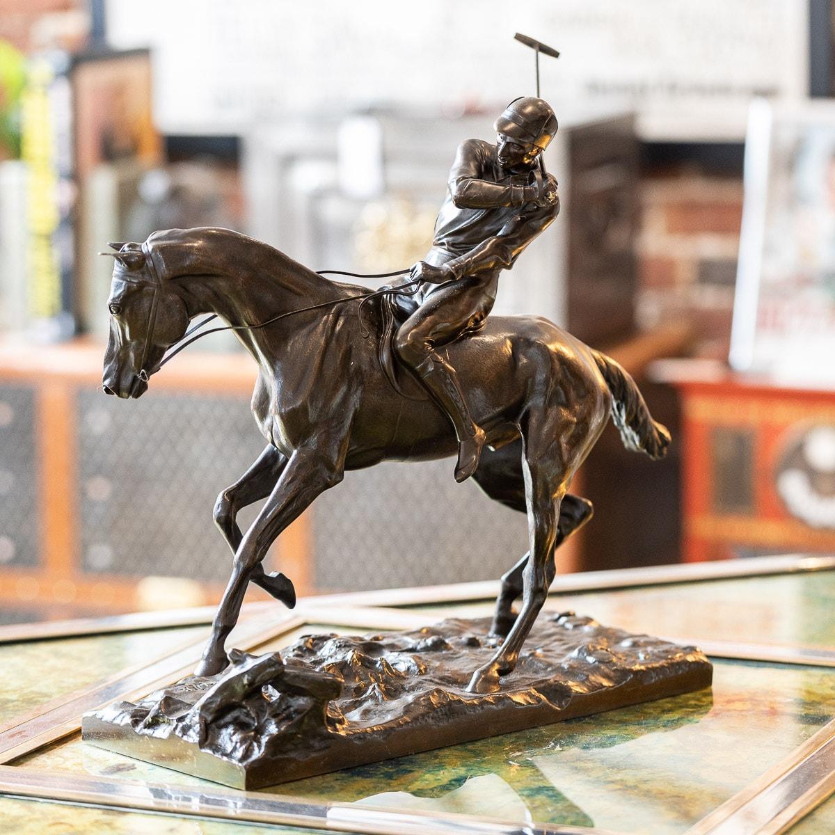 Francese Bronzo francese del XIX secolo raffigurante un giocatore di polo, Joseph Cuvelier, 1870 ca. in vendita