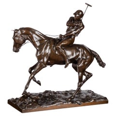 Französische Bronze eines Polospielers aus dem 19. Jahrhundert, Joseph Cuvelier, um 1870