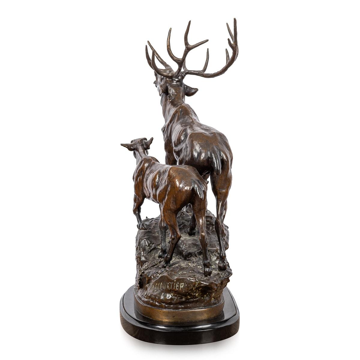 Other 19th Century French Bronze Of A Stag & Doe, Prosper Lecourtier (1851-1925)