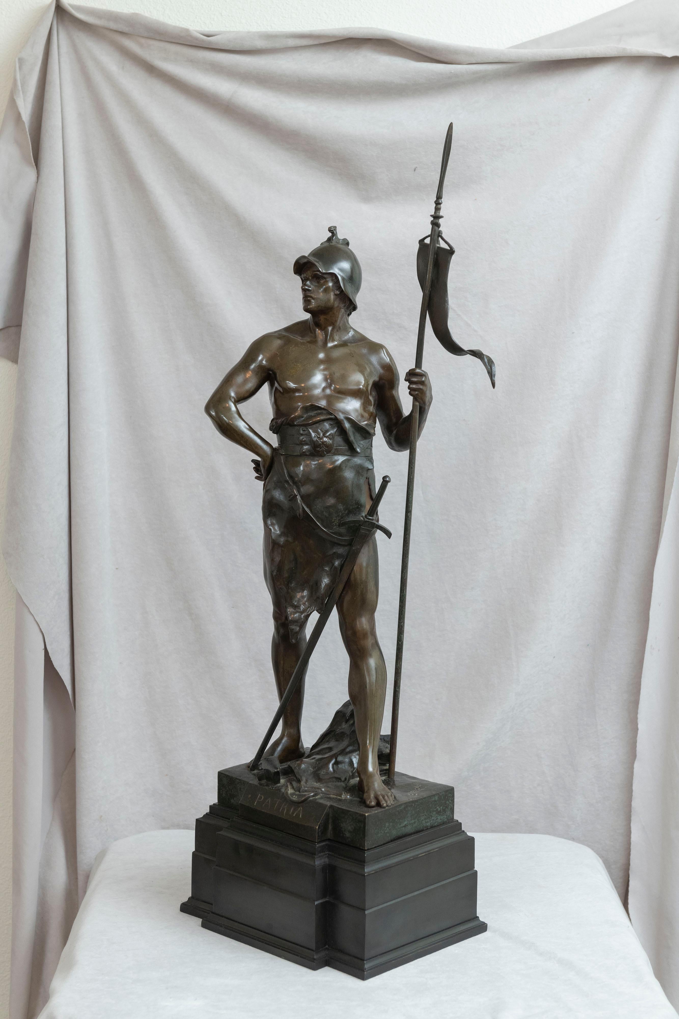 19th Century French Bronze of a Warrior, Artist Signed Picault, Titled 