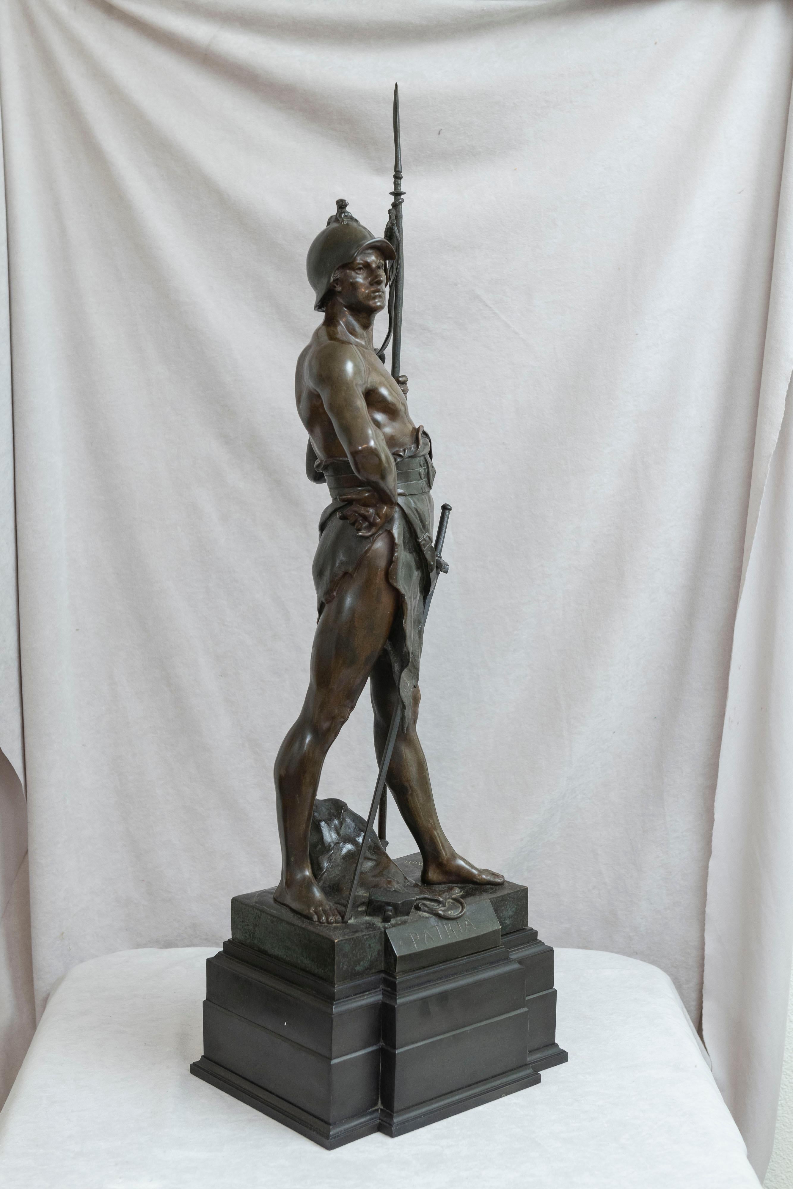 Beaux Arts 19th Century French Bronze of a Warrior, Artist Signed Picault, Titled 