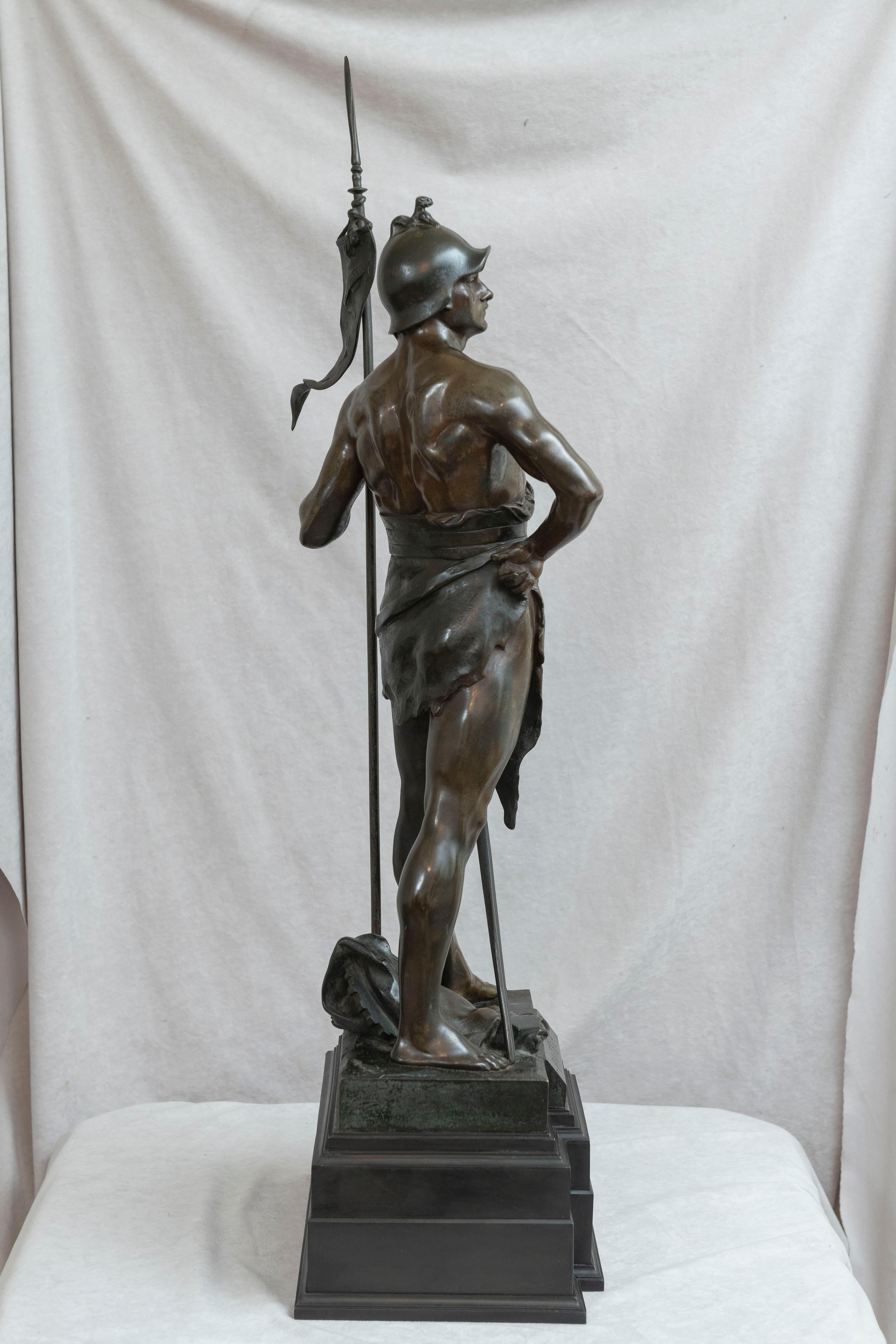 19th Century French Bronze of a Warrior, Artist Signed Picault, Titled 