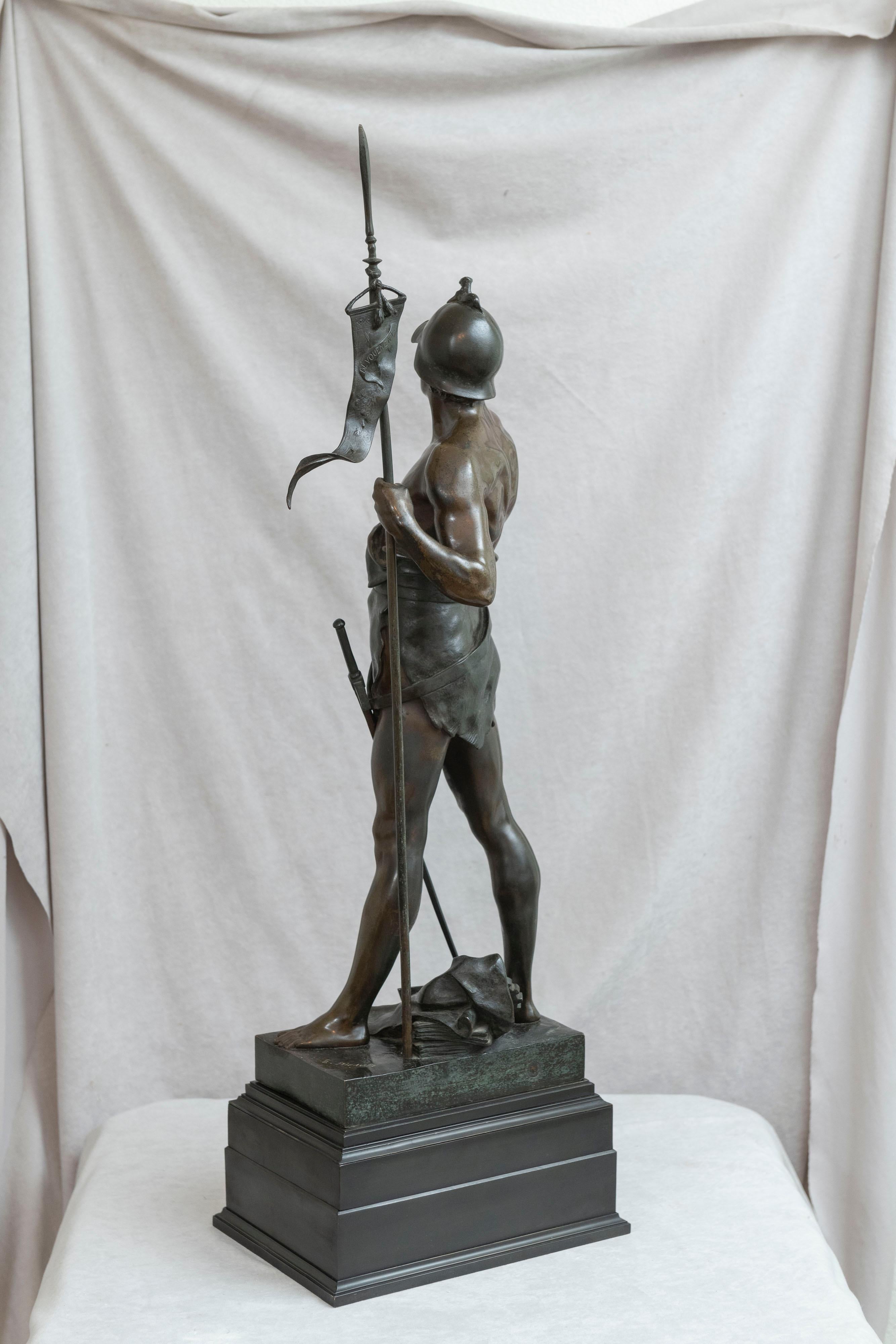 19th Century French Bronze of a Warrior, Artist Signed Picault, Titled 