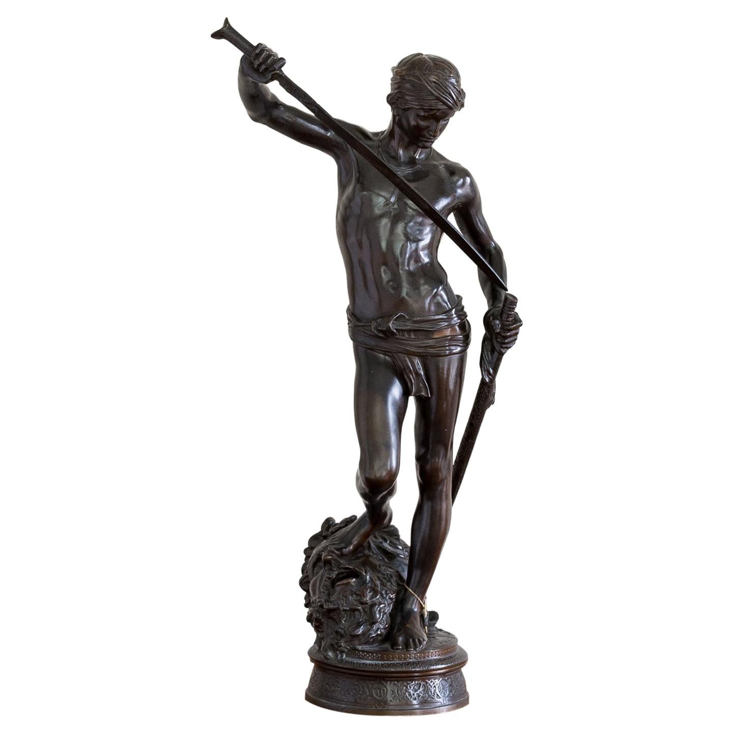 19th Century French Bronze of David Slaying Goliath by Barbedienne