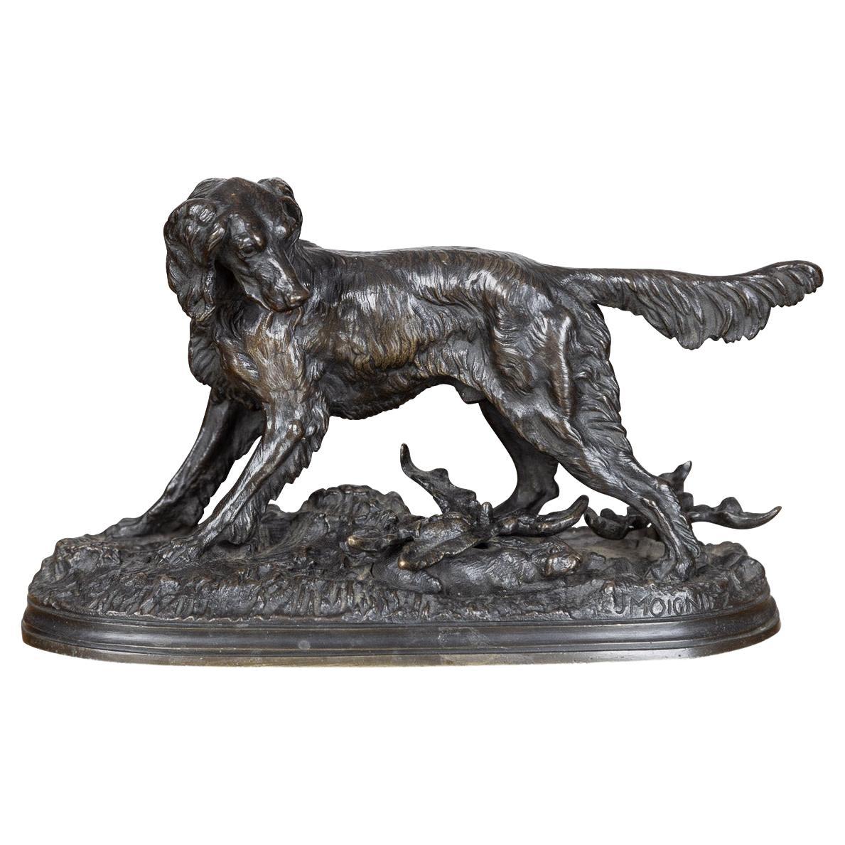 19th Century French Bronze of Setter with Hare, Jules Moigniez, C.1835-1894