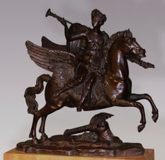19th Century French Bronze, Ormolu and Sienna Marble Mantel Clock
