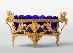 19th Century French Bronze Ormolu Gilt Bowl with Glass Liner
