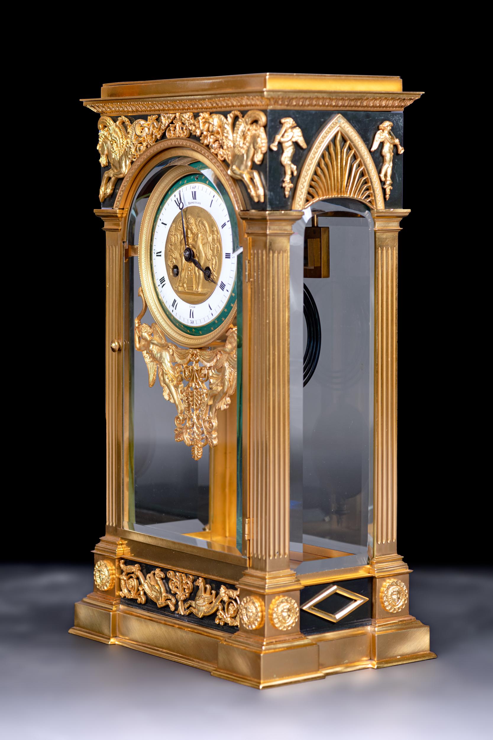 19th Century, French Bronze & Ormolu Mantle Clock by Honegger In Excellent Condition In Dublin, IE