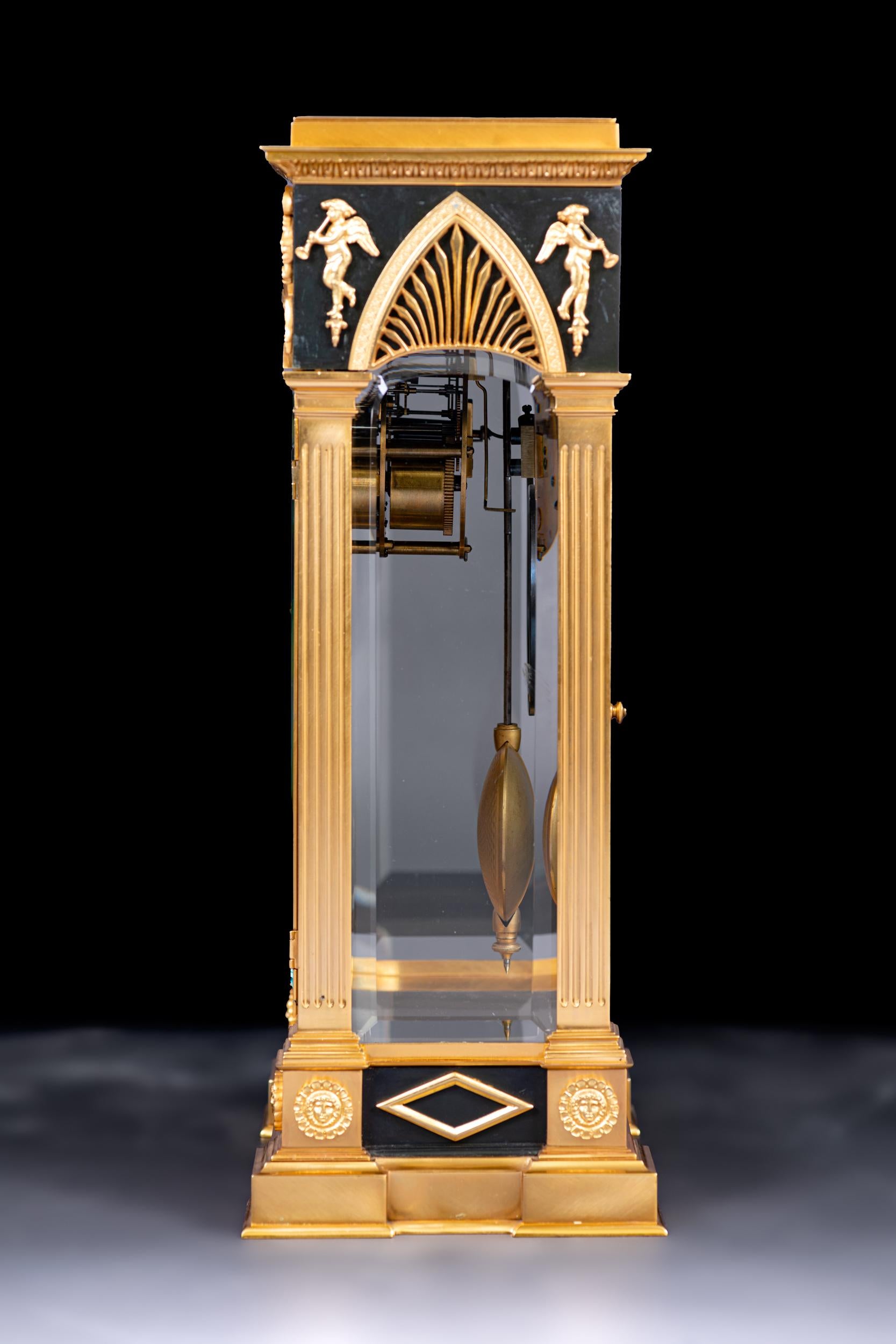 19th Century, French Bronze & Ormolu Mantle Clock by Honegger 1